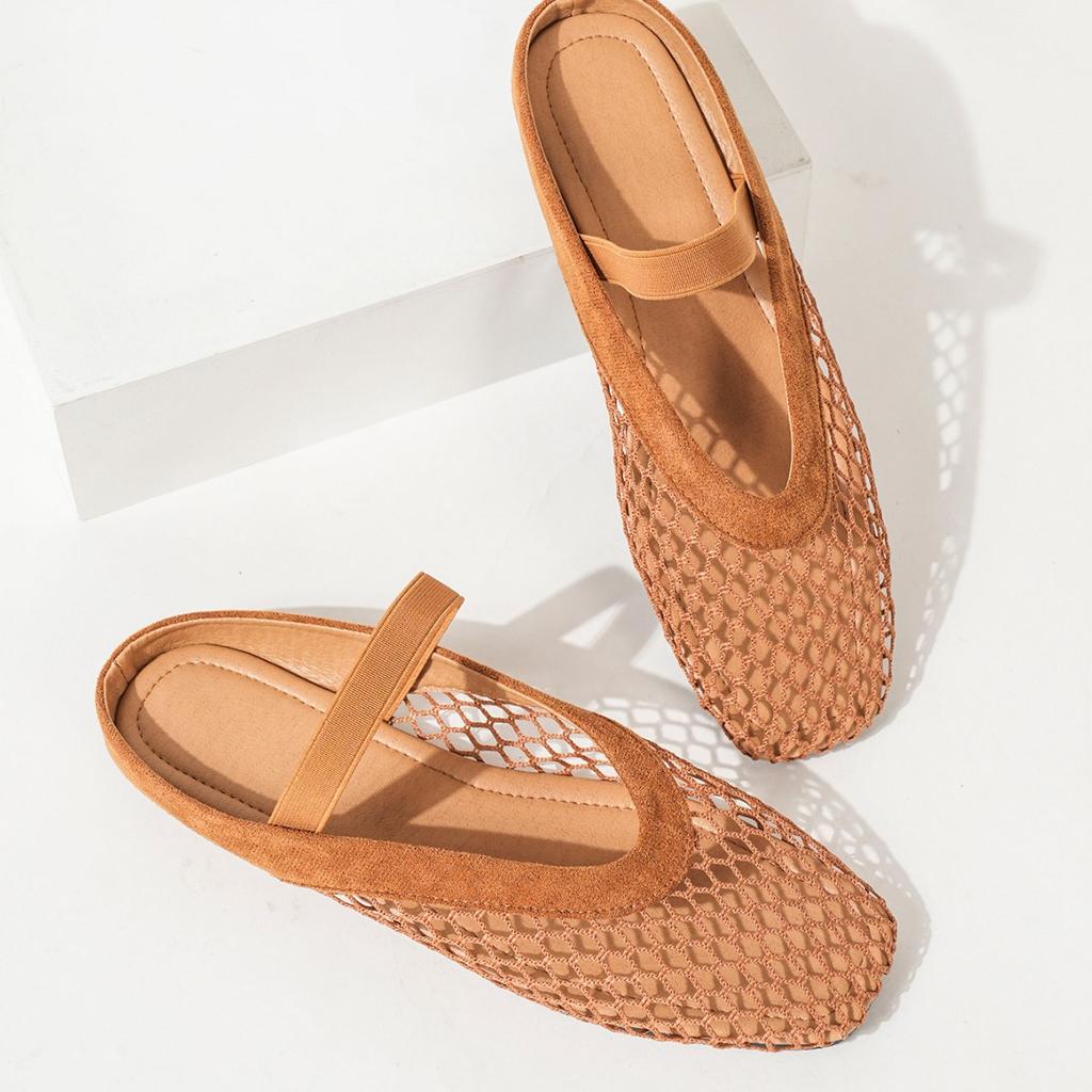 Flat-bottomed French mesh breathable Mary Jane single shoes women's shoes 2025 new spring and summer retro breathable and comfortable