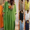 Green Loose Fit Long Dress with Pockets, Casual Flowy Maxi Dress In Multiple Colors