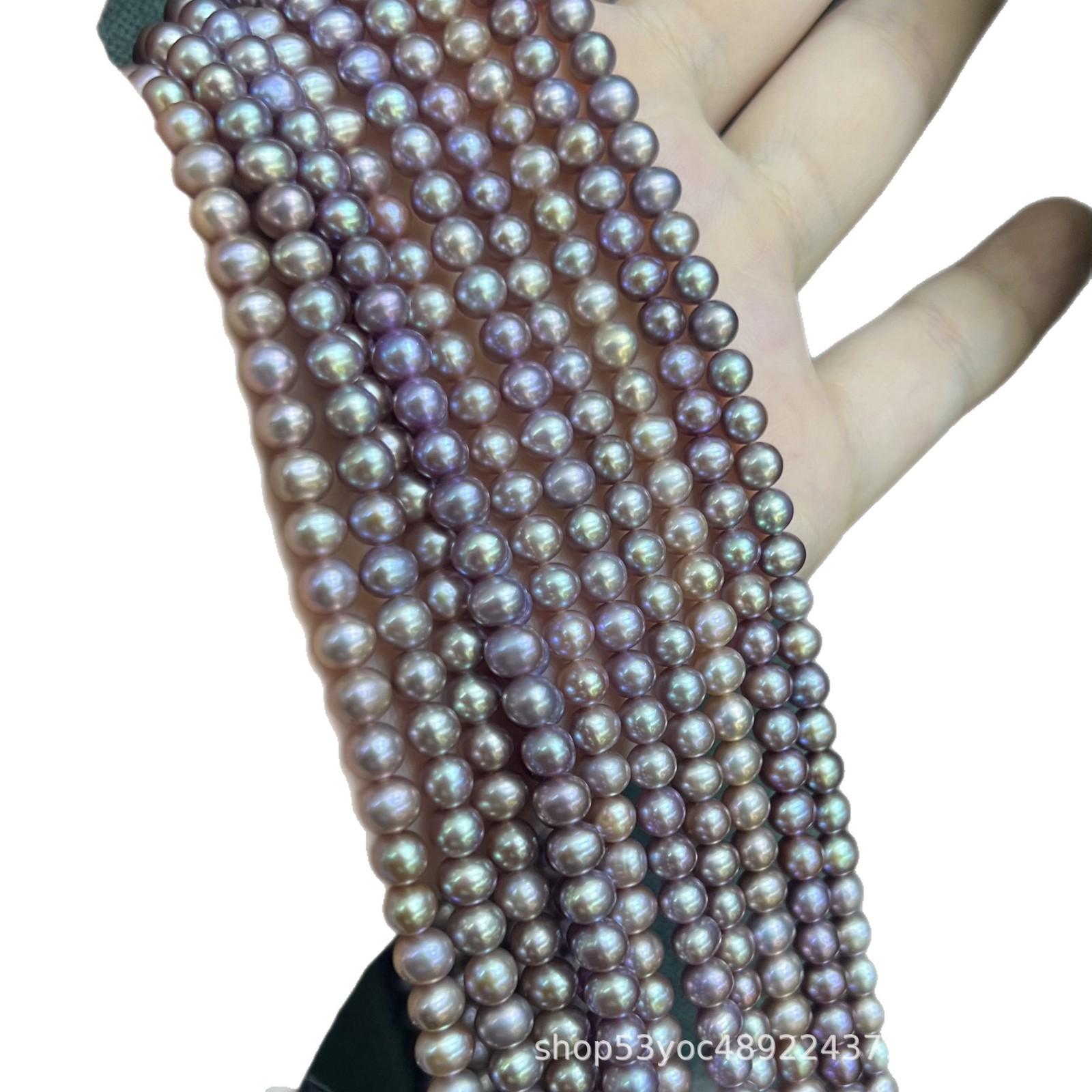 

5-6mm Deep Purple Freshwater Pearl Necklace - Iridescent, Slightly Imperfect, Perfect for DIY Handmade Creations 5-6mm розовый