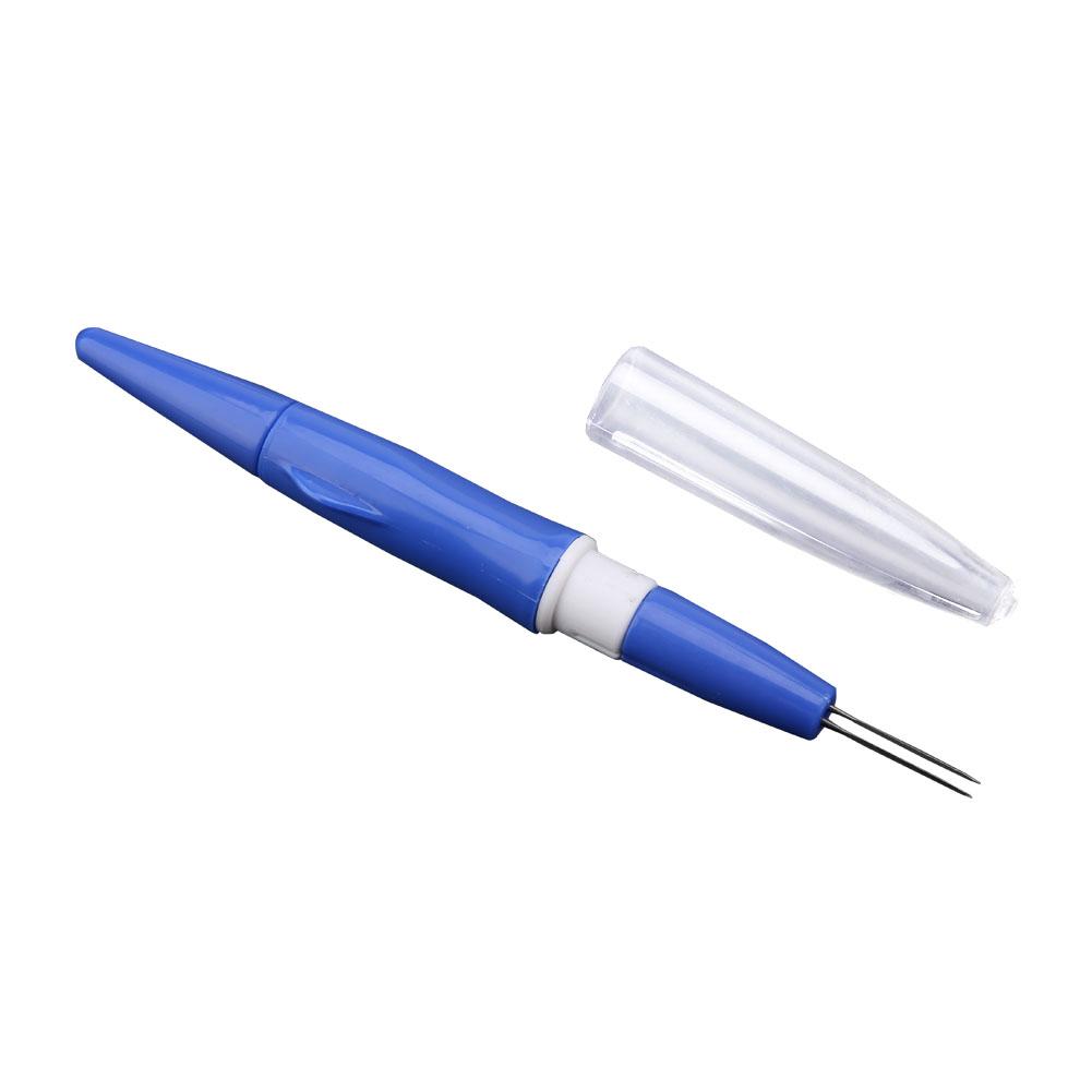 Embroidery Felting Needle Punch Pen with 3 Fine Needles Set Tool for   Craft  (Blue)