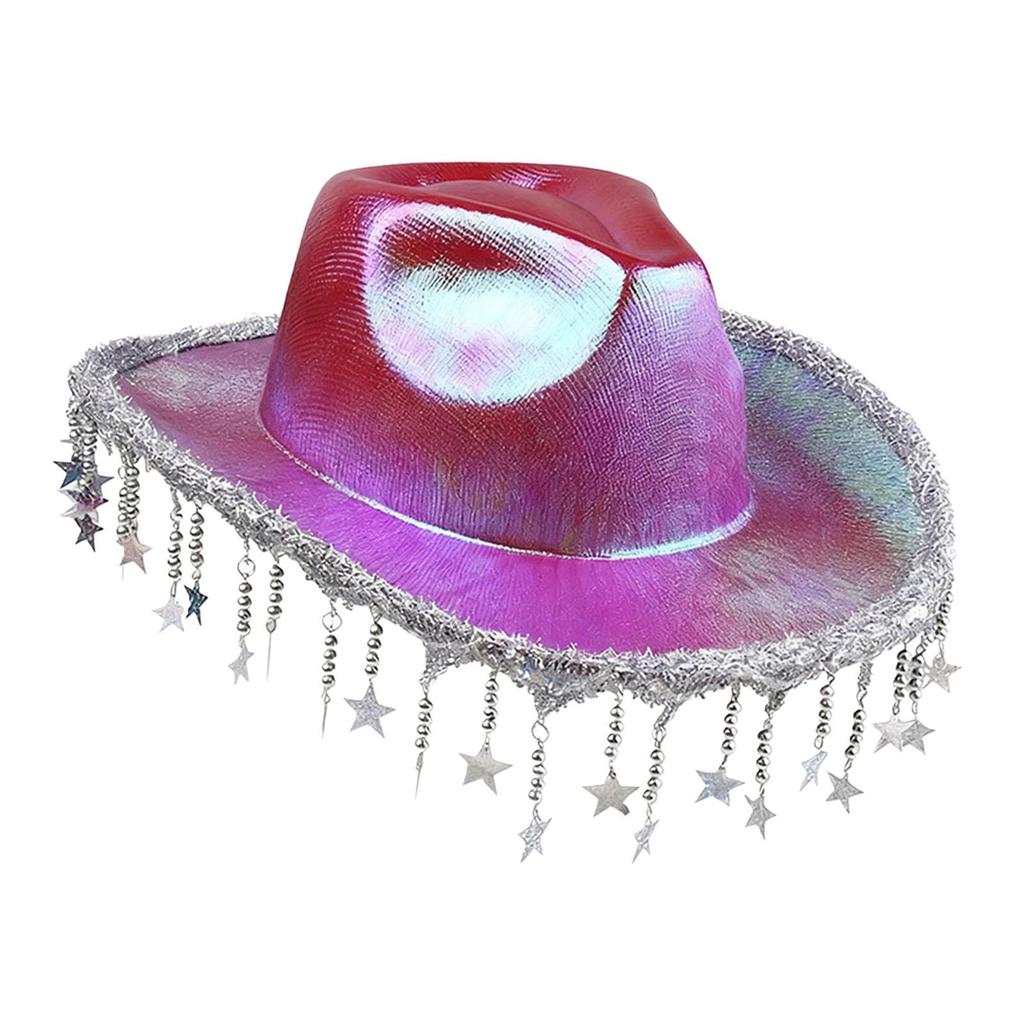Cowboy Hat Shiny Trendy Headgear Costume Accessories Cowgirl Hat for Music Festival Engagement Outdoor Holiday Stage Performance