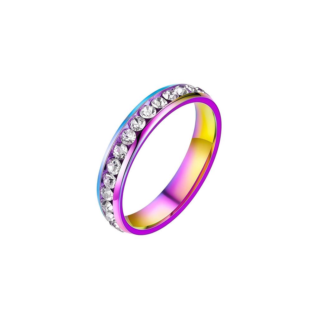 Niche Light Luxury Full Diamond Stainless Steel Women's Ring, Colorfast & Fashionable, Titanium Steel Band, Perfect for Couples