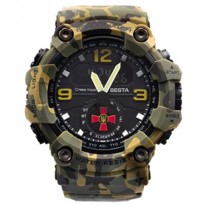 Pánske športové taktické hodinky Besta Brave ZSU Army Green s erbom armády Ukrajiny