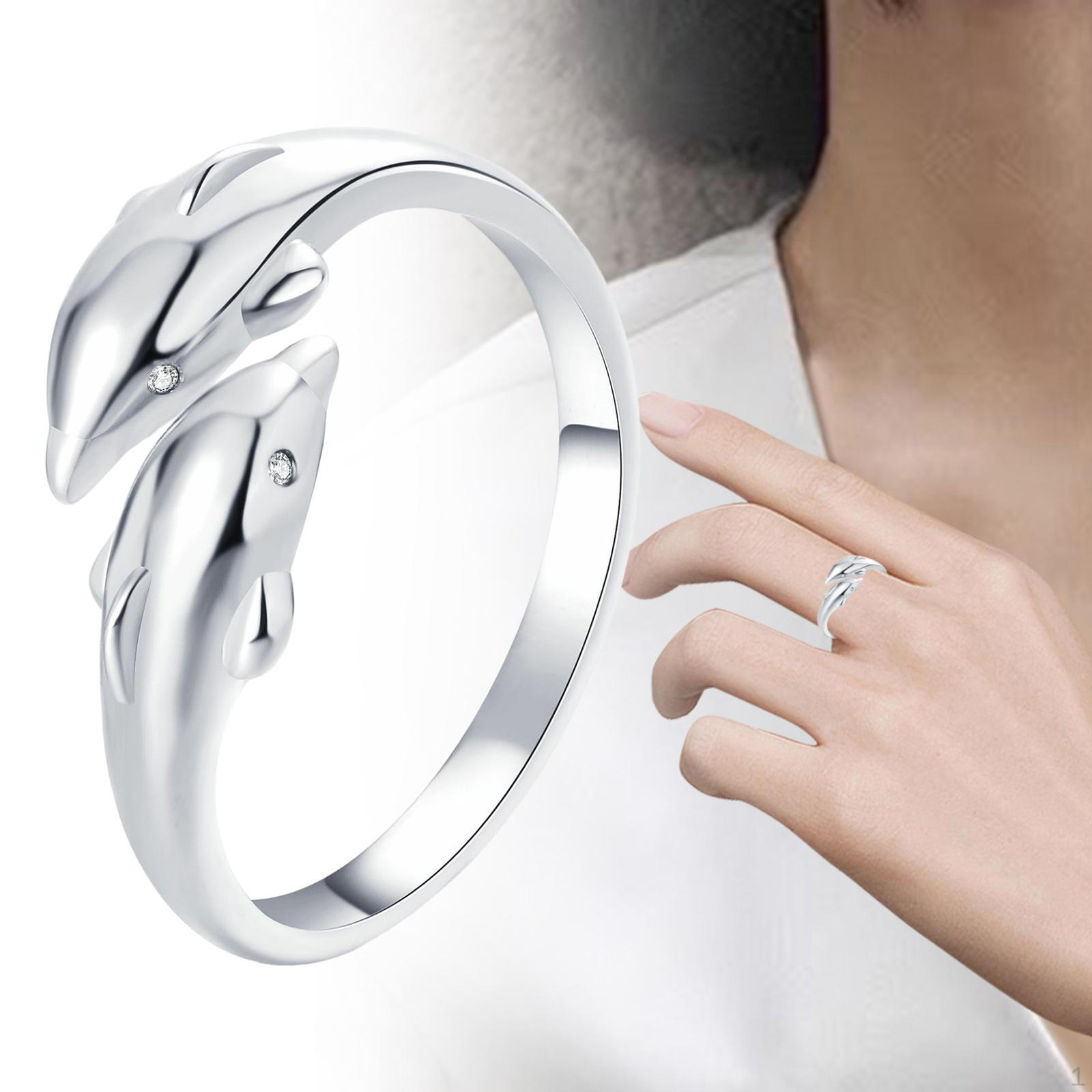 

Двойные кольца с дельфинами Love, ювелирные аксессуары, кольцо с изображением животных, романтическое открытое заявление для серебряный