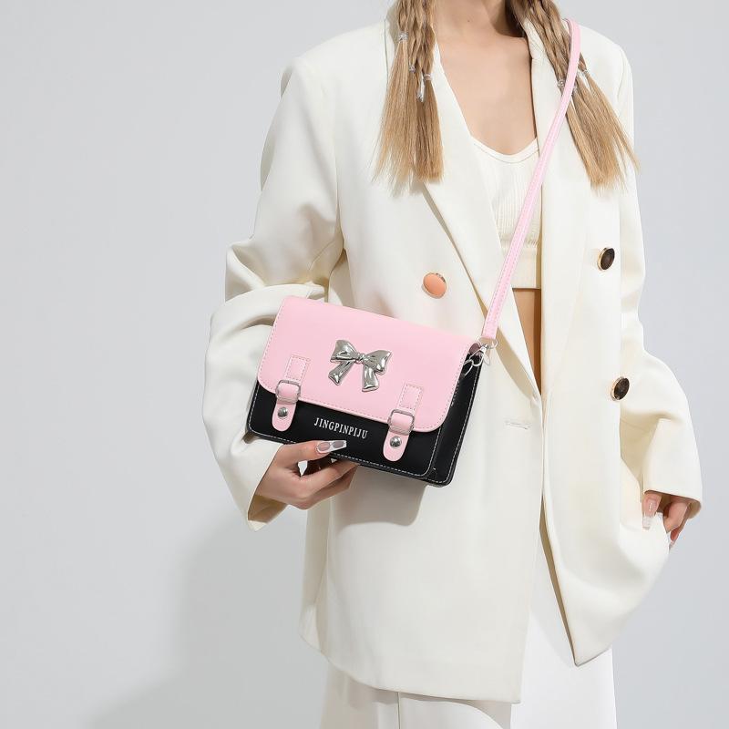 Bow Handbag Spring New Versatile Ins Gentle Texture One-shoulder Crossbody Bag Korean Style Small Square Bag