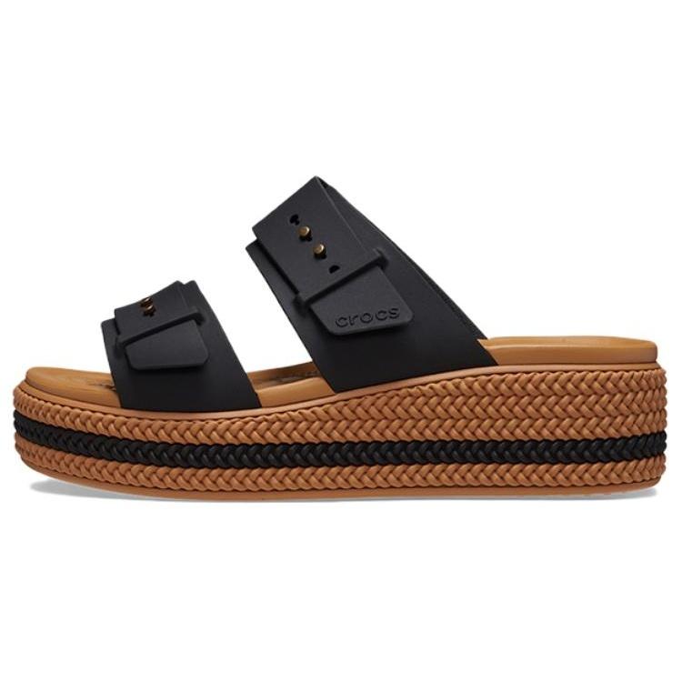 (WMNS) Crocs Brooklyn Woven Buckle Sandals Black Brown Women s 209978-001 EU 37-38