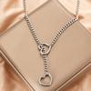 European and American New Sliding Chain Necklace Fashion Heart Ring Punk Rock Long Chain Design Girl Necklace