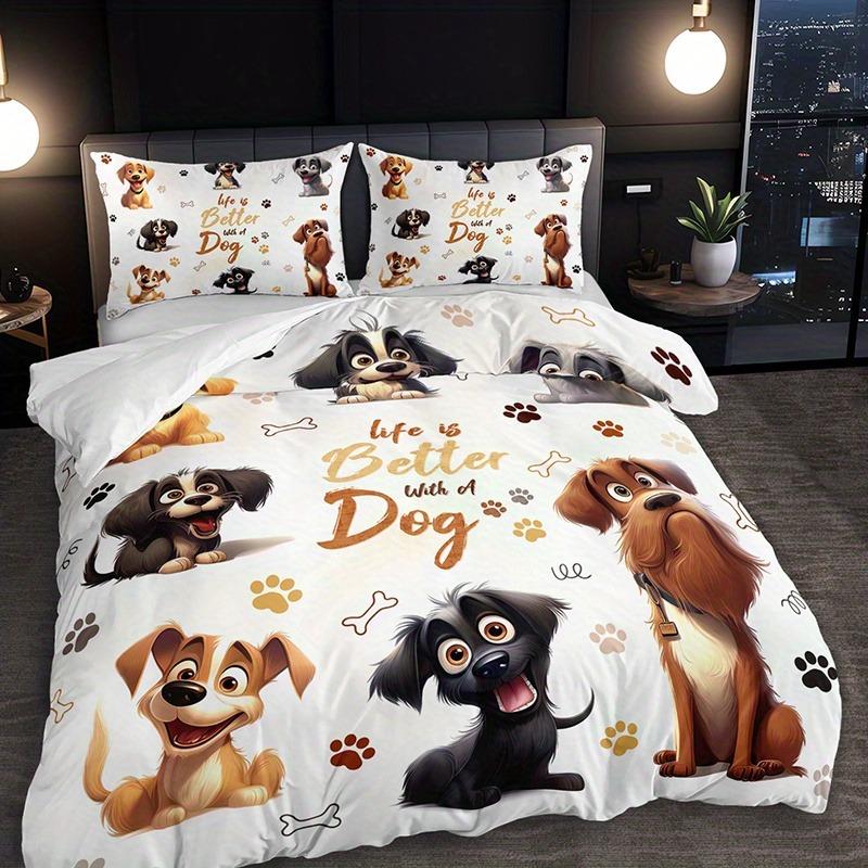 Pet Dog Bedding Set, Elsa, Bear, Duvet Cover, Queen with Pillowcase, 3D, Children's Bedding Set