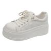 Genuine Leather European White Shoes Women'S Soft Leather Summer New Thin And Light Casual Lace-Up Muffin Casual Board Shoes