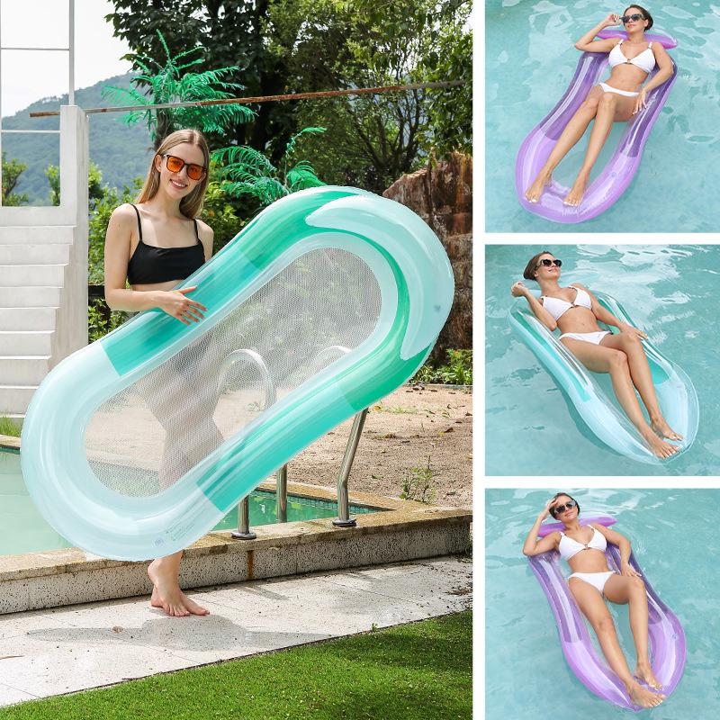 2025 New Gradient Color Inflatable Floating Lounger - Double-Sided Backrest with Net Foldable Water Float for Pool/Beach Parties