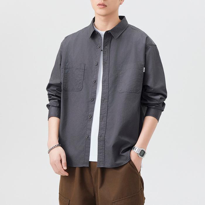 Japanese Simple Cool Pure Cotton Shirt Men's Trendy Loose Casual American Spring New Shirt