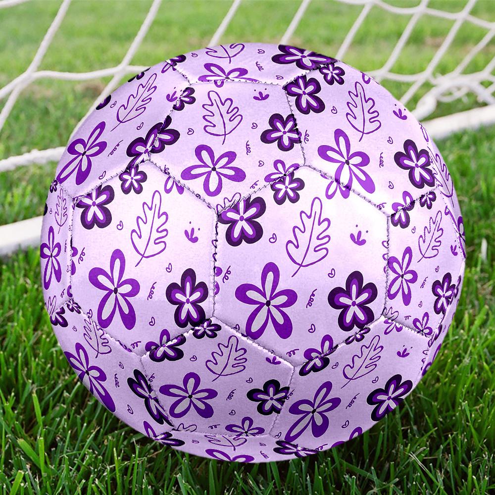 1PC Purple Floral Soccer Ball Size 5 Football Machine Sewn Indoor/Outdoor Universal Football A39