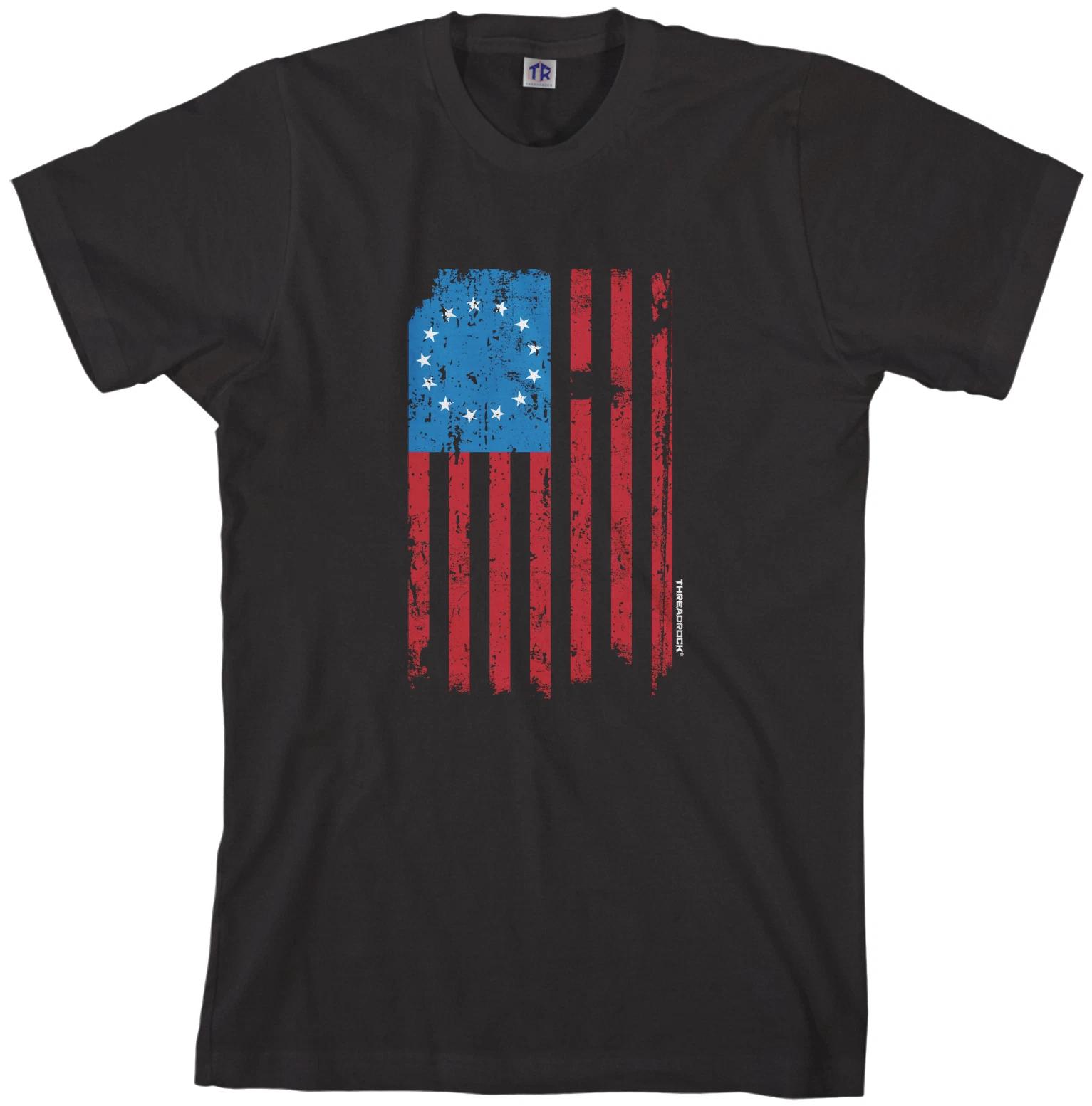 Threadrock Mens 13 Star American Flag T shirt Betsy Ross USA History Patriotic S