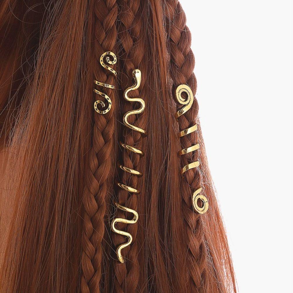 3ks keltský uzel vikingské korálky spirála hadí korálky dred Retro prsteny do vlasů pro ženy, dívky