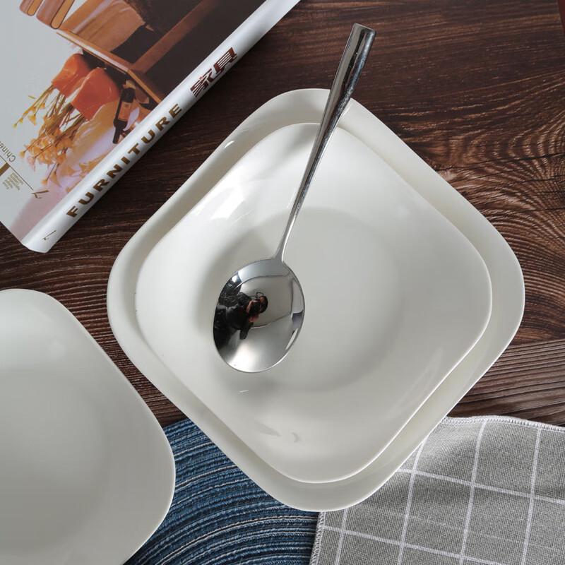 Minai Keramik reinweiß Ruyi Quadratische Speiseteller