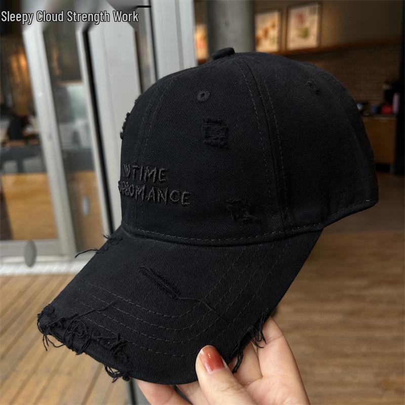 2025 Women's Distressed Duckbill Baseball Cap - Trendy Wide Brim for a Slimming Effect
