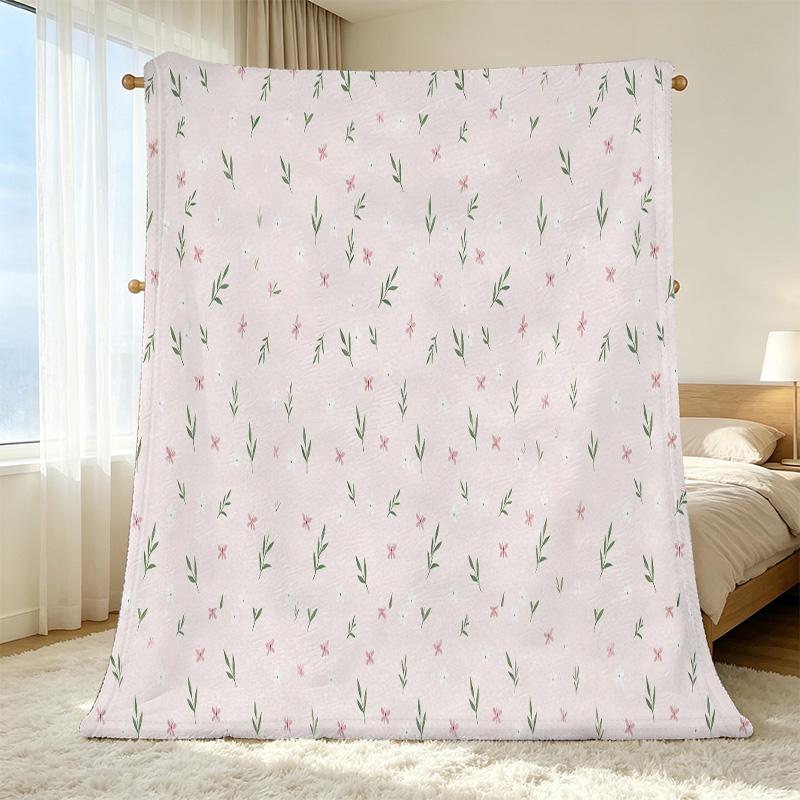 Flannel Blanket: Anti-Pilling, Soft & Skin-Friendly, Simple Floral All-Season Warm Home Decor for Lounge