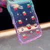 Glitter Cherry Gradient Colorful Flash Lens Film Protect Case for 17 Air 16 15 14 Plus 13 Pro Max  Wavy Curly Edge Diamond Cover