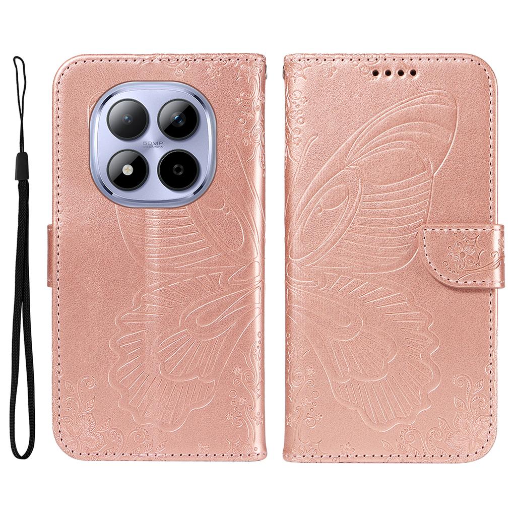 For Xiaomi Redmi Note 15 Pro 5G (Global) Case Butterfly Pattern PU Leather Folio Flip Phone Cover -  Blue