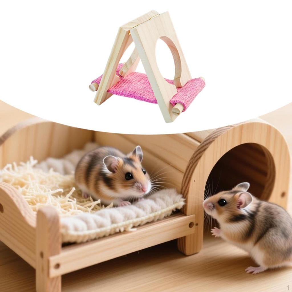 Wood Hamster Bed Cage Accessories Hideout Hideaway Landscape Ornament Habitat Decor Fun for Gerbils