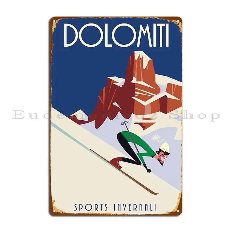 Poster Dolomiti Segno Metallico Decorazione Murale Design Murale Grotta Murale Progettazione Segno di Latta Poster