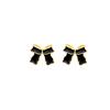 Silver needle French retro black bow stud earrings women's simple small versatile earrings high-end ear jewelry