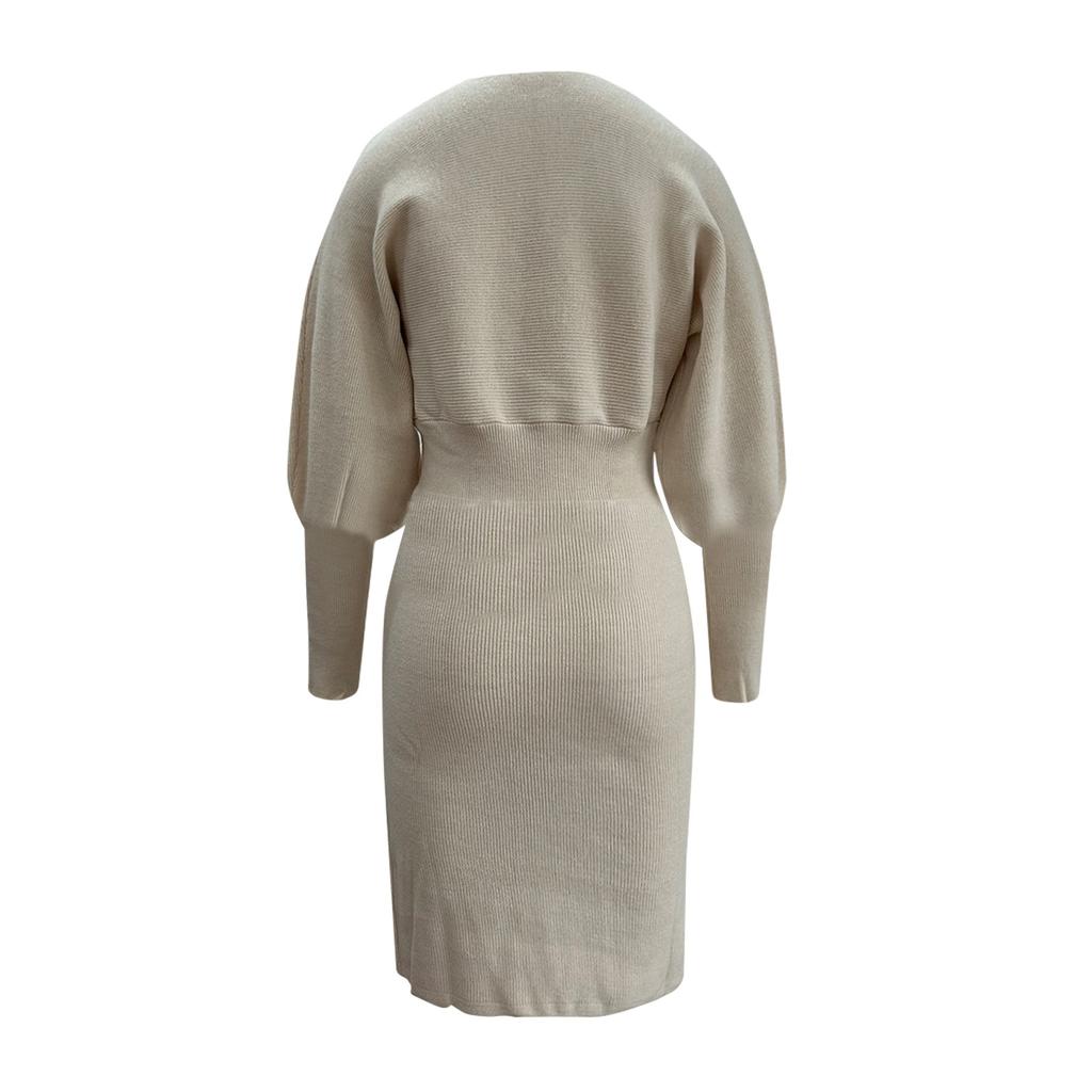 Women's Fall And Winter Fashion Sexy Slim Waisted Package Hip Dating Long Sleeve Dresses