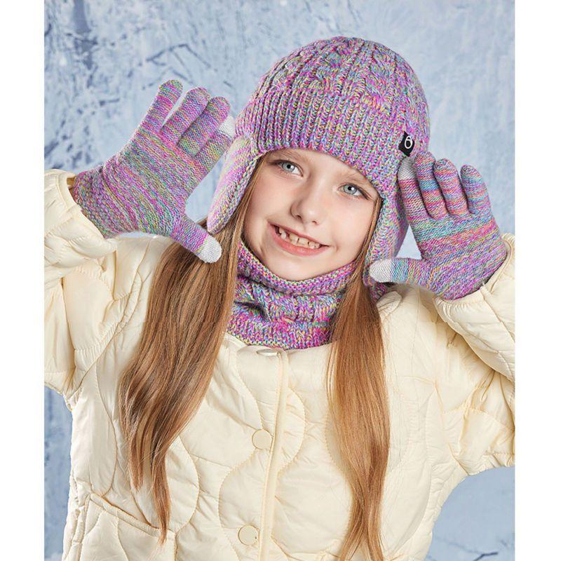 Kids Winter Knitted Warm Hat Scarf Gloves 3pcs Sets