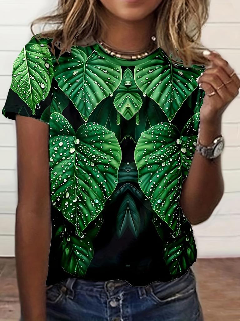 Summer Fashion Peacock Flower 3D Print T-Shirts Women Casual Short Sleeve T Shirt Streetwear Round Neck Tees Top Female Clothing