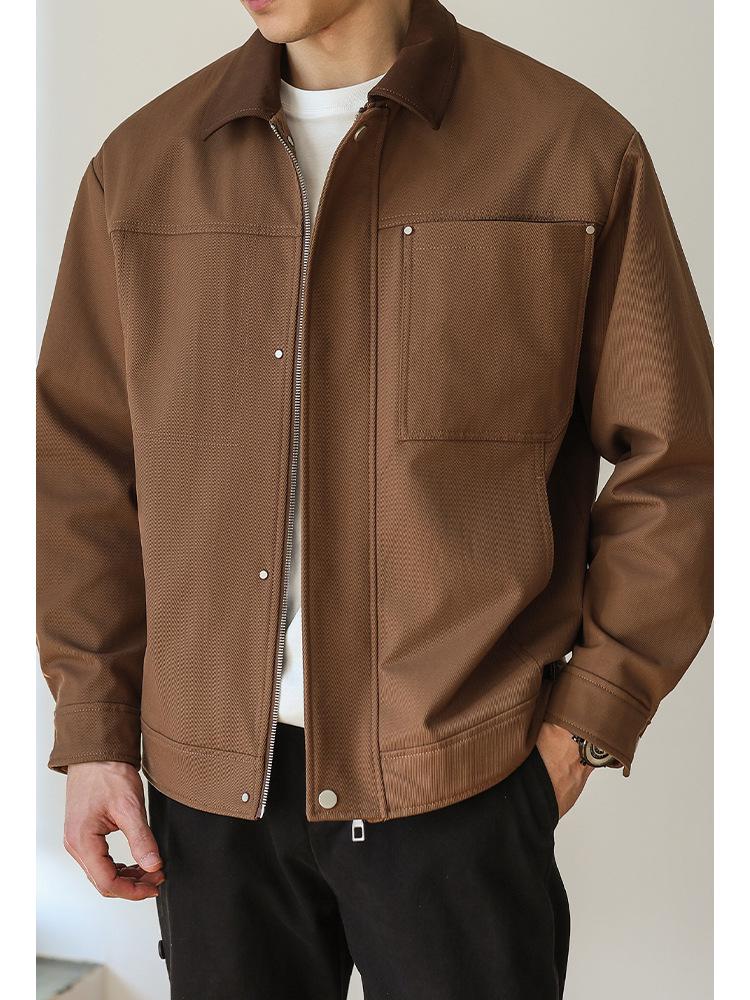 Men's Retro Barn Style Lapel Jacket - Spring/Autumn Casual Workwear