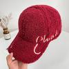 Embroidery letters lamb wool baseball cap children autumn and winter wide brim show face small warm versatile cap men