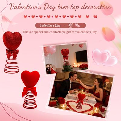 Décorations de Saint-Valentin, Étoile de cime d'arbre, Étoile de cime d'arbre en forme de cœur de 6 pouces, Convient pour les mariages, Articles et cadeaux pour baby shower.
