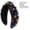 Halloween-themed Headband Faux Pearls Rhinestones Decor Widen Design Hair Hoop Adult Knot Headband Hair Accessories