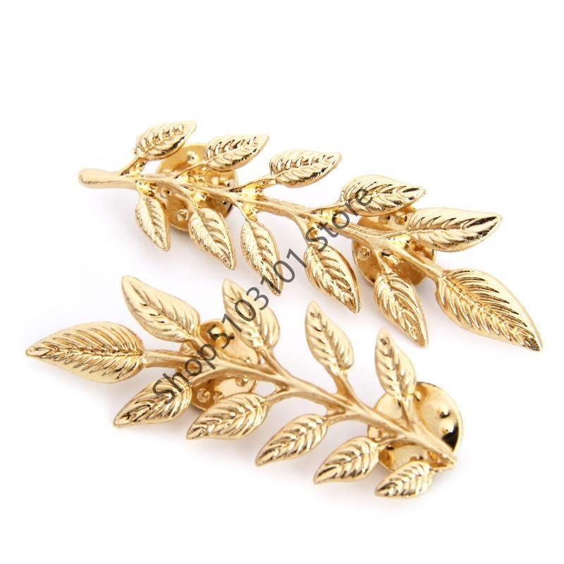 X6HE Fashion Double Tree Leaf Shirt Collar Pin Brooch Gold Silver Gifts for Family Members Girls Teens Women Girl/Boyfriend