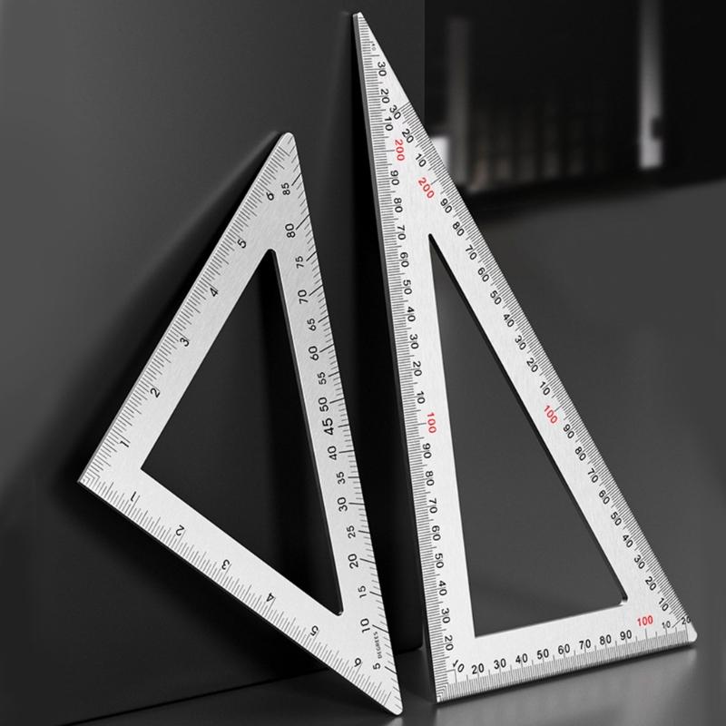 Stainless Steel Triangular Ruler Drawing Triangle Double Side Scale and 2mm Thickness for Woodworking Measuring