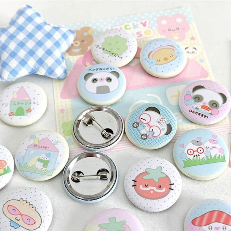 6Pcs Cute Cartoon Mini Cartoon Retro Button Badge Kawaii Kids Backpack Pencil Bag Handheld Diy Decorative Brooch Pin Accessories