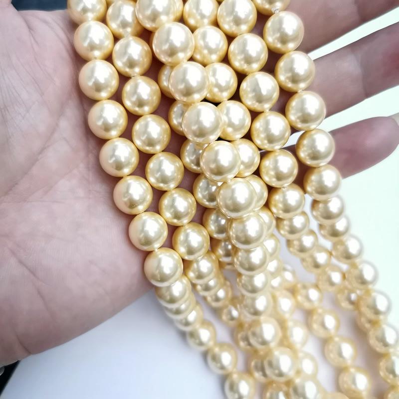 Natural Fresh Water Shell Simulated Pearl Beads for Jewelry Making, DIY Bracelet, Necklace Strand, 6mm, 8mm, 10mm, Wholesale