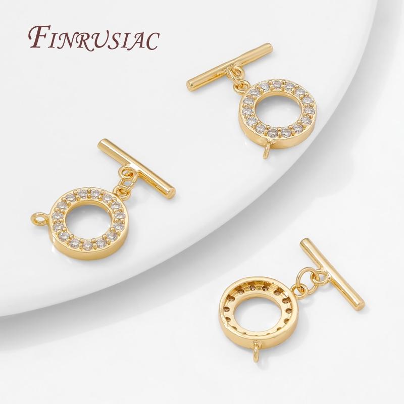 18K Gold Plated Toggle Clasps For Jewelry,Locks For Bracelets,Brass with Zircon OT Clasp,DIY Necklace Making Accessories
