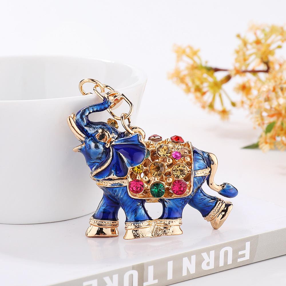 Thai Drip Oil Diamond War Elephant, Creative 3D, Elephant Car Keychain, Pendant, Small Gift