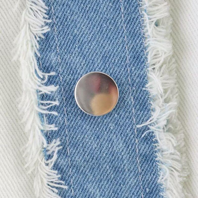 Kaslead New Women Clothes Western Style Casual Contrast Color Knitted Patchwork Denim Cardigan Top Outerwear