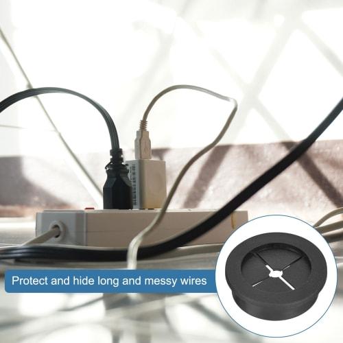 uxcell 4-Piece Cable Cord Grommets, 1-3/8" (35mm) Flexible Rubber Desk Grommets, Wire Hole Covers, Pass-Through for Office Computer Desk Wire Organize