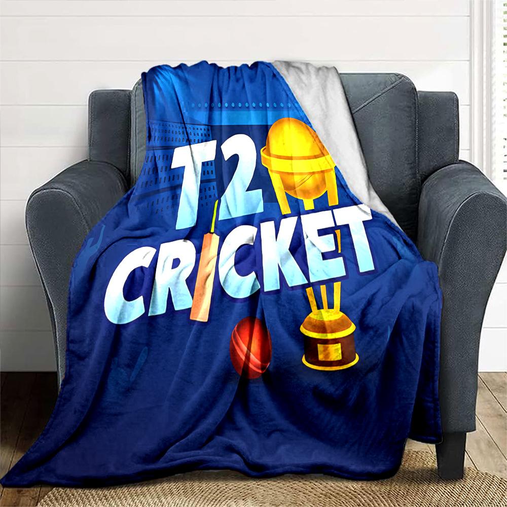 1pc Blanket - T20 Cricket Print Design,Lightweight Blanket for Sofa,Bed- Soft &Warm,Gift for All Seasons