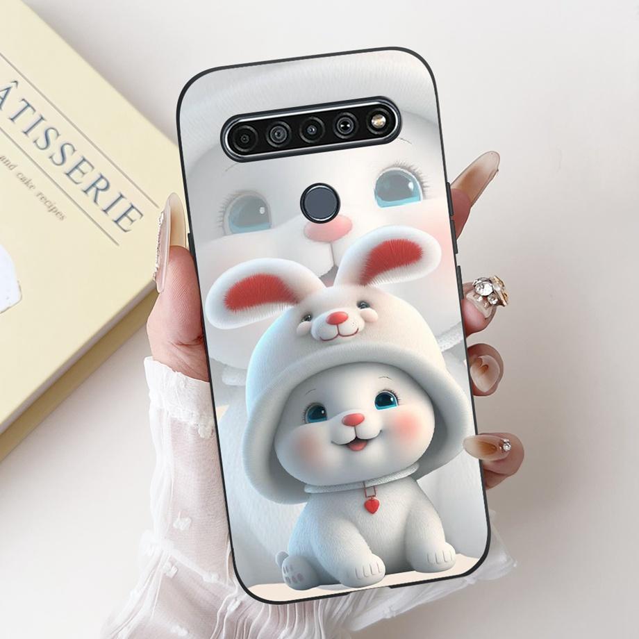For LG K41s K51s K52 Q52 K61 Q61 K62 K22 2020 Phone Case Back Cover Soft Matte Silicone Slim Fundas Lovely Panda Rabbit Flower