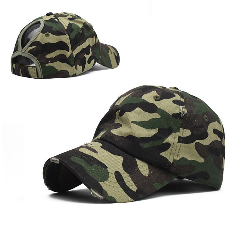 

Cotton Solid Color Camouflage Pattern Hole Design Baseball Cap For Outdoor Women камуфляжний
