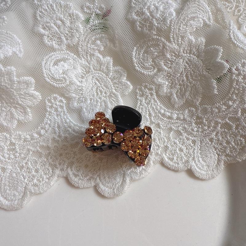 Exquisite Petite Rhinestone Bow Hairpin: Mini Claw Clip for Women, High Quality