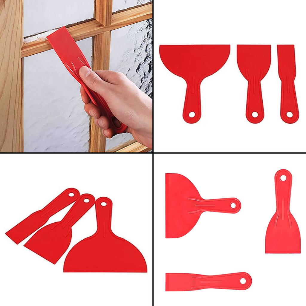 Förpackning med 3 plastspackelspatlar Lämplig för tapetdekaler Spackling Tejpning Texturskapande Professionellt Projekt