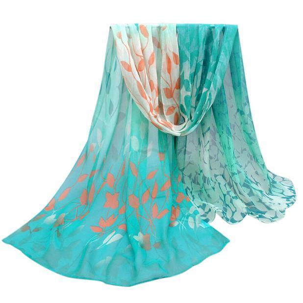 Women Design Printed Silk Soft Silk Chiffon Shawl Wrap Wraps Scarf Scarves