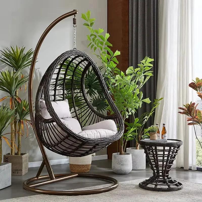 For Wholesale Rattan Metal Swing Egg Chair Outdoor Terrace Waterproof Swing Chair