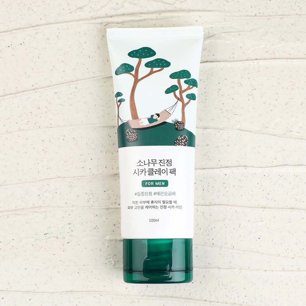 ROUND LAB For Men Pine Calming Cica Clay Pack Deep Pore Cleansing & Sebum Control Mask 100ml
