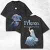 Frieren Beyond Journey's End Anime Clothing Men Women Cotton T-shirts Short Sleeve Washed T Shirt Vintage Tshirt Harajuku Tops